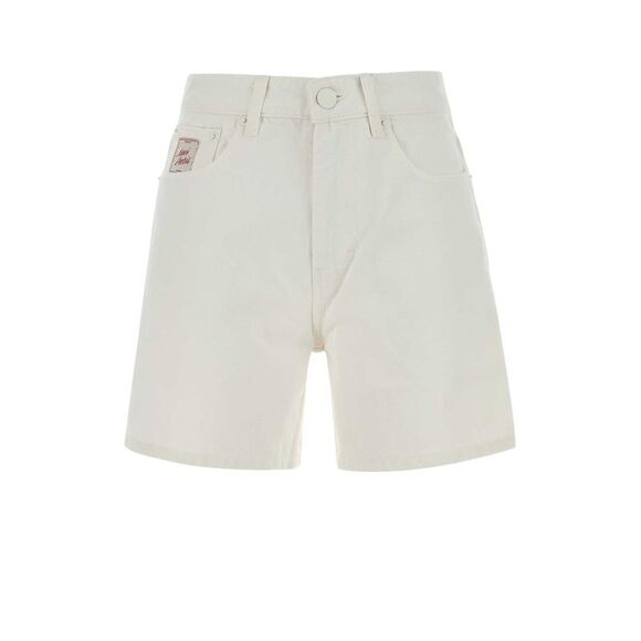 AMI PARIS Pants - Ami Women White Denim Shorts